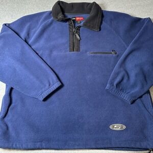 Vintage Structure Sport Mens XL Navy Blue Quarter Zip‎ Fleece Pullover Jacket